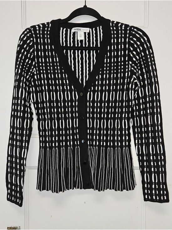 White House Black Market Sweaters - WHBM Black and White Striped Knit Cardigan XS